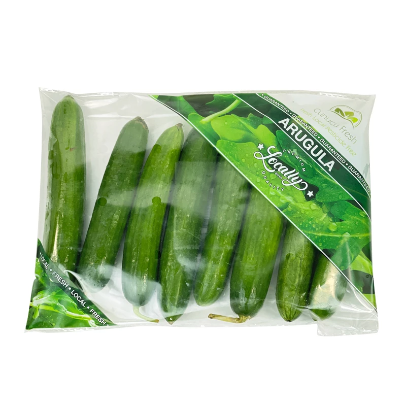 Custom Printing Food Safe Lettuce Cucumber Packaging BOPP Plastic Bag Breathable Fresh Vegetables Packaging Bags