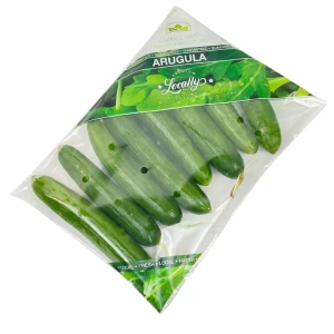 Custom Printing Food Safe Lettuce Cucumber Packaging BOPP Plastic Bag Breathable Fresh Vegetables Packaging Bags