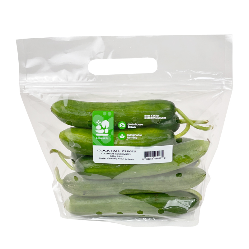 VegetableTransparent Packaging Stand Up Bag With Handle
