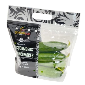 Goldensun Fresh Mini Cucumbers Storage Plastic Bags Tomato Cherry Grape Fresh Vegetable Packaging Bag With Vents