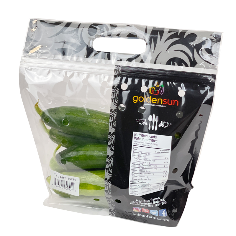 Goldensun Fresh Mini Cucumbers Storage Plastic Bags Tomato Cherry Grape Fresh Vegetable Packaging Bag With Vents