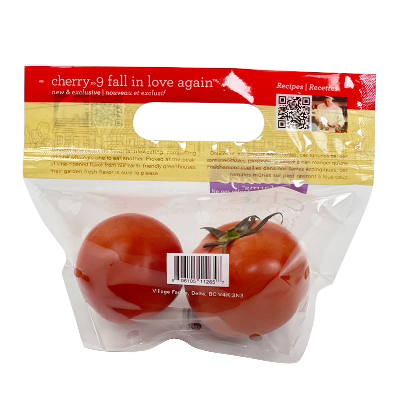 Village Farms Cherry Citrus Fruits Stone Fruit Potatoes Peppers Pouch Micro Perforation Fruit Packaging Bags With Vent Holes And Carry Handle