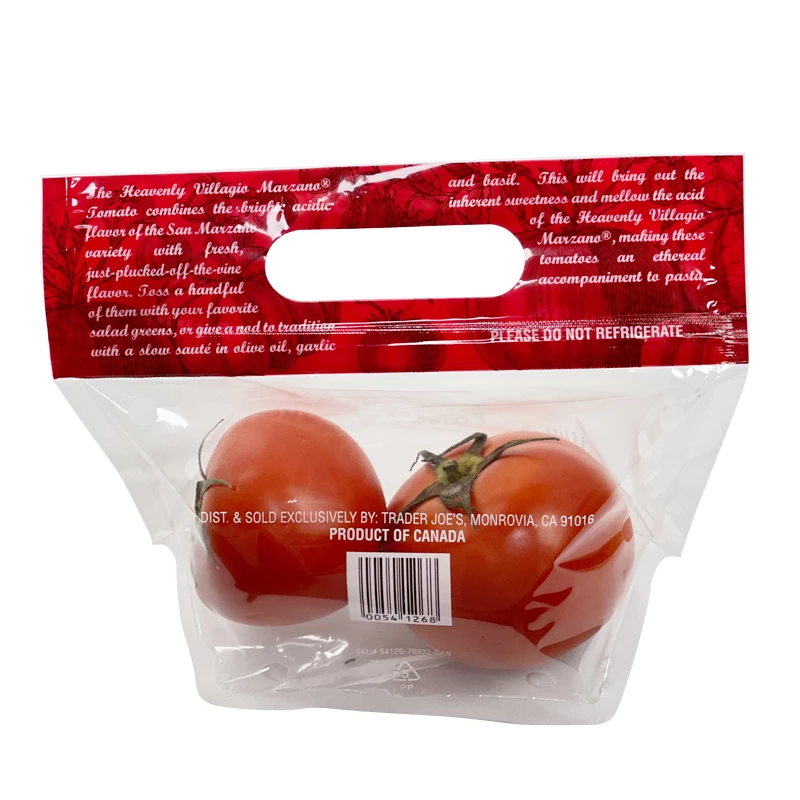 Village Farms Reclosable Can Stand Up For Shelf Presence Custom Logo Fruit Vegetable Fresh Keeping Food Packaging Bag With Hole Packaging Bag Supplier