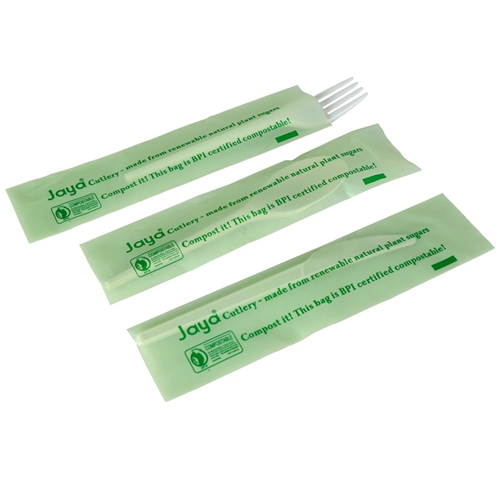 Light Green Biodegradable Cutlery Bag