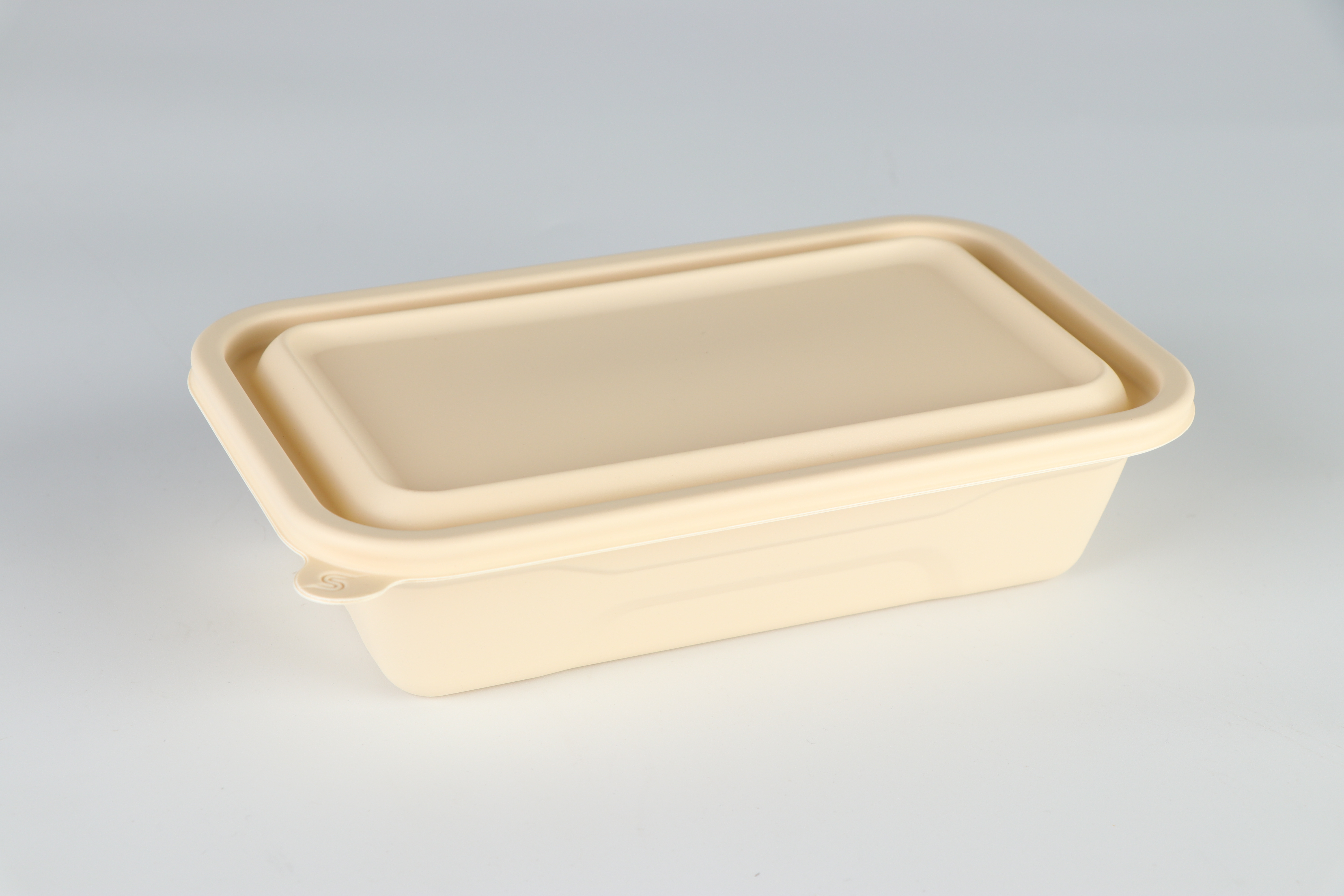 Beige Single Grid Biodegradable Lunch Box