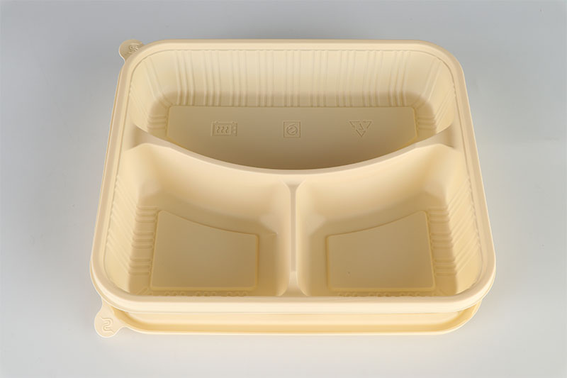 Three-grid biodegradable lunch box