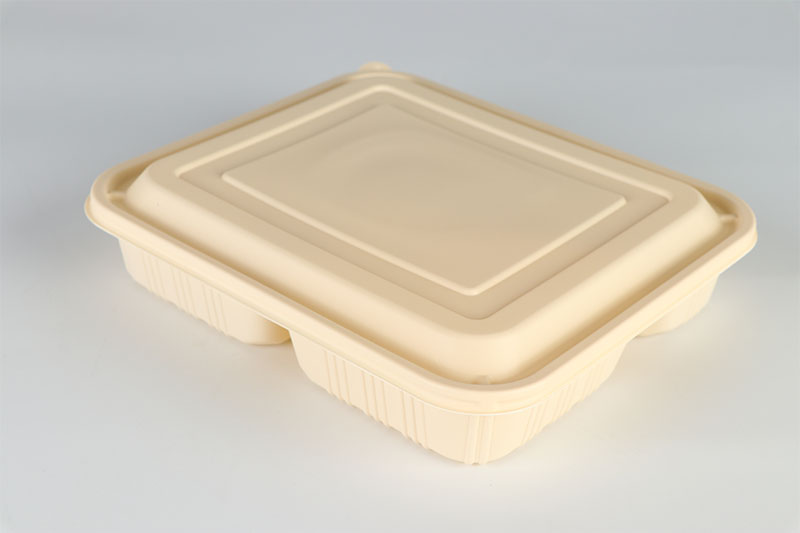 Three-grid biodegradable lunch box