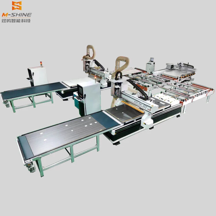 Intelligent connection of CNC woodworking machine   cabinet kitchen furniture making atc cnc router 1328 for sale