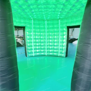 Customized Black Silver Oval Inflatable Photo Booth Enclosure Inflatable led ellipse tent for sale