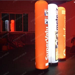 Customized logo printing led light inflatable pillar for advertising