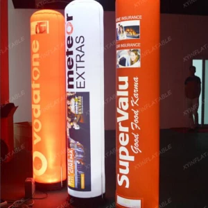 Customized logo printing led light inflatable pillar for advertising