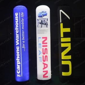 Customized logo printing led light inflatable pillar for advertising