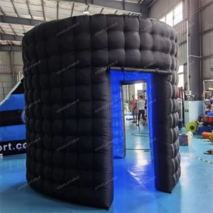 Customized Black Silver Oval Inflatable Photo Booth Enclosure Inflatable led ellipse tent for sale