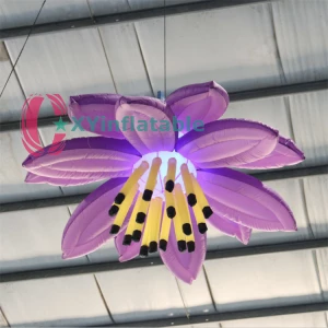 Giant Purple Led light Inflatable flower Balloon Night Club Advertising Inflatable Hanging Flower For Decoration