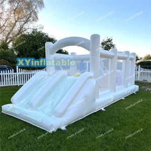 Customized commercial white inflatable obstacle course mini playground for kids activity parties