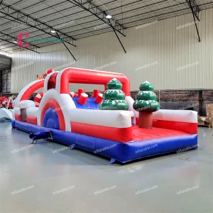 Christmas Theme Inflatable Obstacle Course Outdoor Playground for Sale