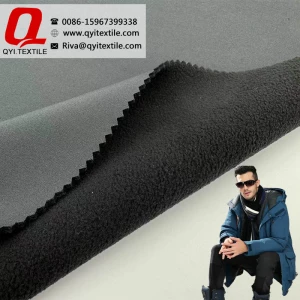 QY-2230  95%Polyester5%spandex 100D 4-ways elastic PU film 3in1 layers compound with fleece high waterproof water resistant breathable fabric for ski suit wear outdoor jackets