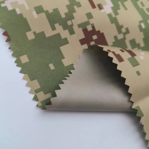 QY-2189  Poly pongee battle fatigues pattern printing  fabric with PVC coating for Camouflage uniform