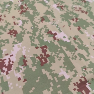 QY-2189  Poly pongee battle fatigues pattern printing  fabric with PVC coating for Camouflage uniform