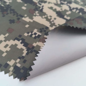 QY-2207  Poly 190T taffeta camouflage pattern printing  fabric with PVC coating for raincoat