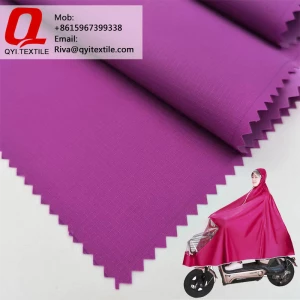 QY-2211 High quality soft hand feel 40D nylon Rib-stop taffeta fabric with PVC coated for garment raincoat
