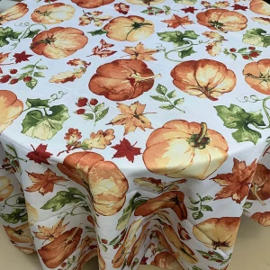 Polyester Waterproof Digital Printing Tablecloth Rectanglr and Round Slub Fabric Pumpkin Halloween Tablecloth For Home Hotle