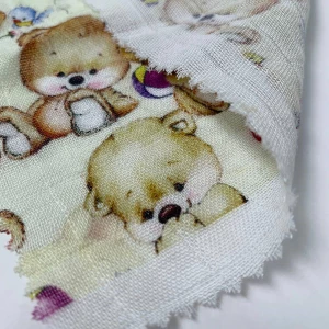 Custom No MOQ 100% Cotton Muslin Double Gauze Fabric Digital Printing For Baby Swaddle Blankets Fabric