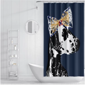 Custom Waterproof Shower Curtain Polyester Digital Printing Without Fading with Holes And hooks Shower Curtain