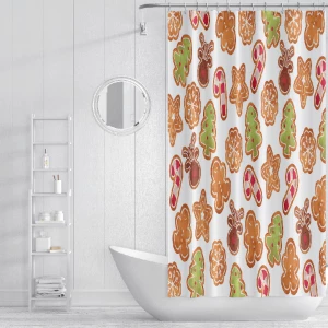 Custom Waterproof Shower Curtain Polyester Digital Printing Without Fading with Holes And hooks Shower Curtain