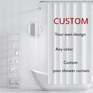 Custom Waterproof Shower Curtain Polyester Digital Printing Without Fading with Holes And hooks Shower Curtain