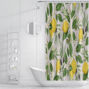 Custom Waterproof Shower Curtain Polyester Digital Printing Without Fading with Holes And hooks Shower Curtain