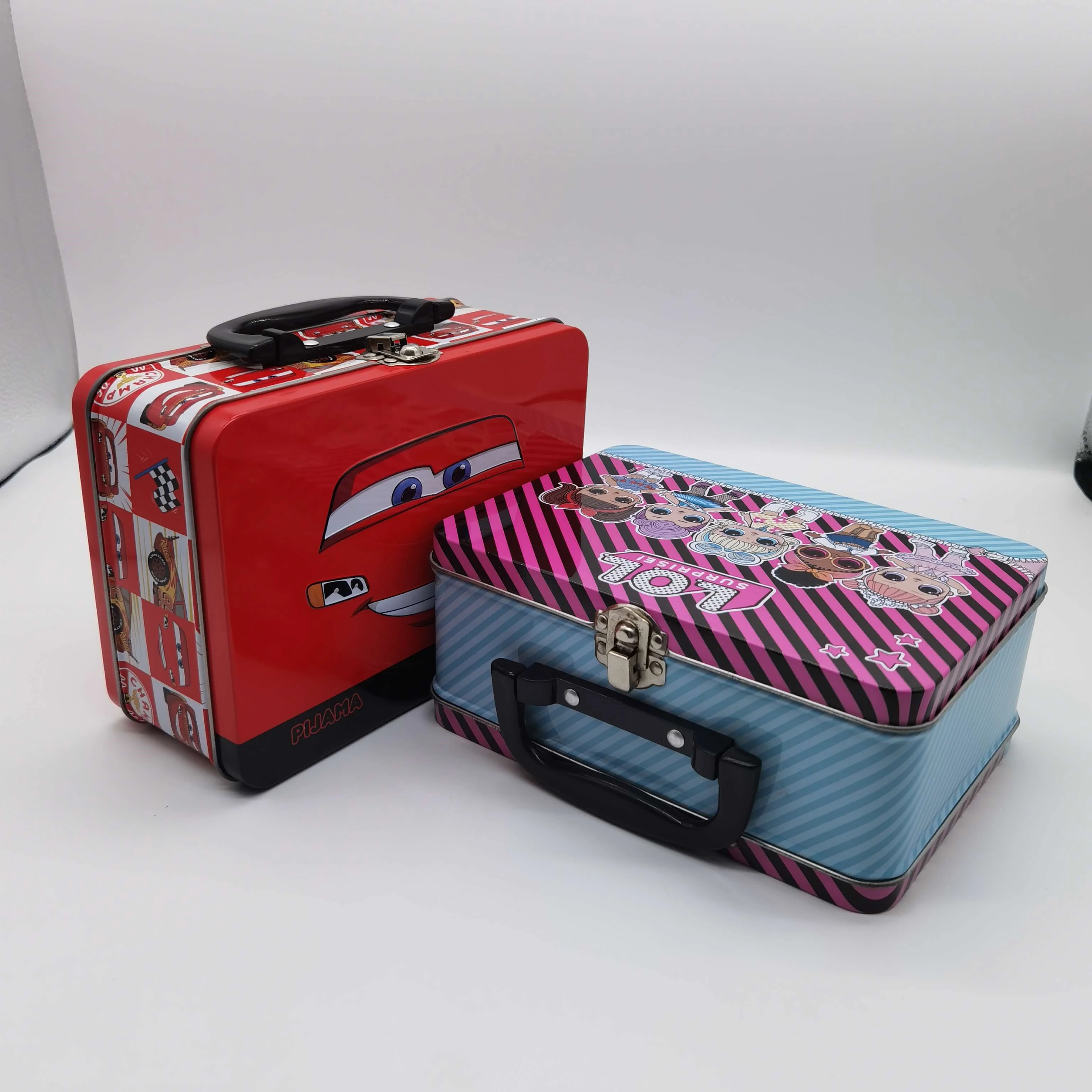 RG024-1 cosmetic tin box with handle,tin box with lock
