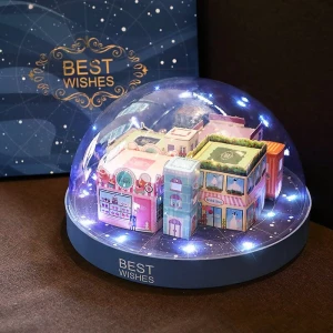 City star moon cake box with LED light, creative gift box, dark blue, night sky, stars