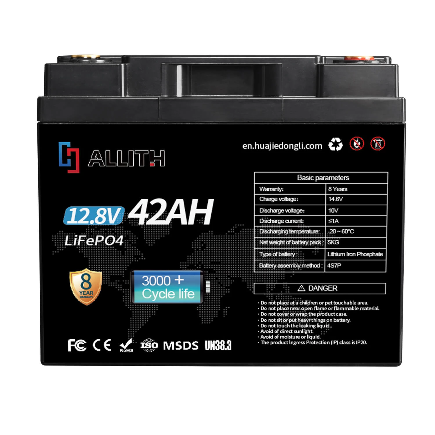 12.8V42Ah ström litiumbatteri LifePO4 batterilagring för gatulampa