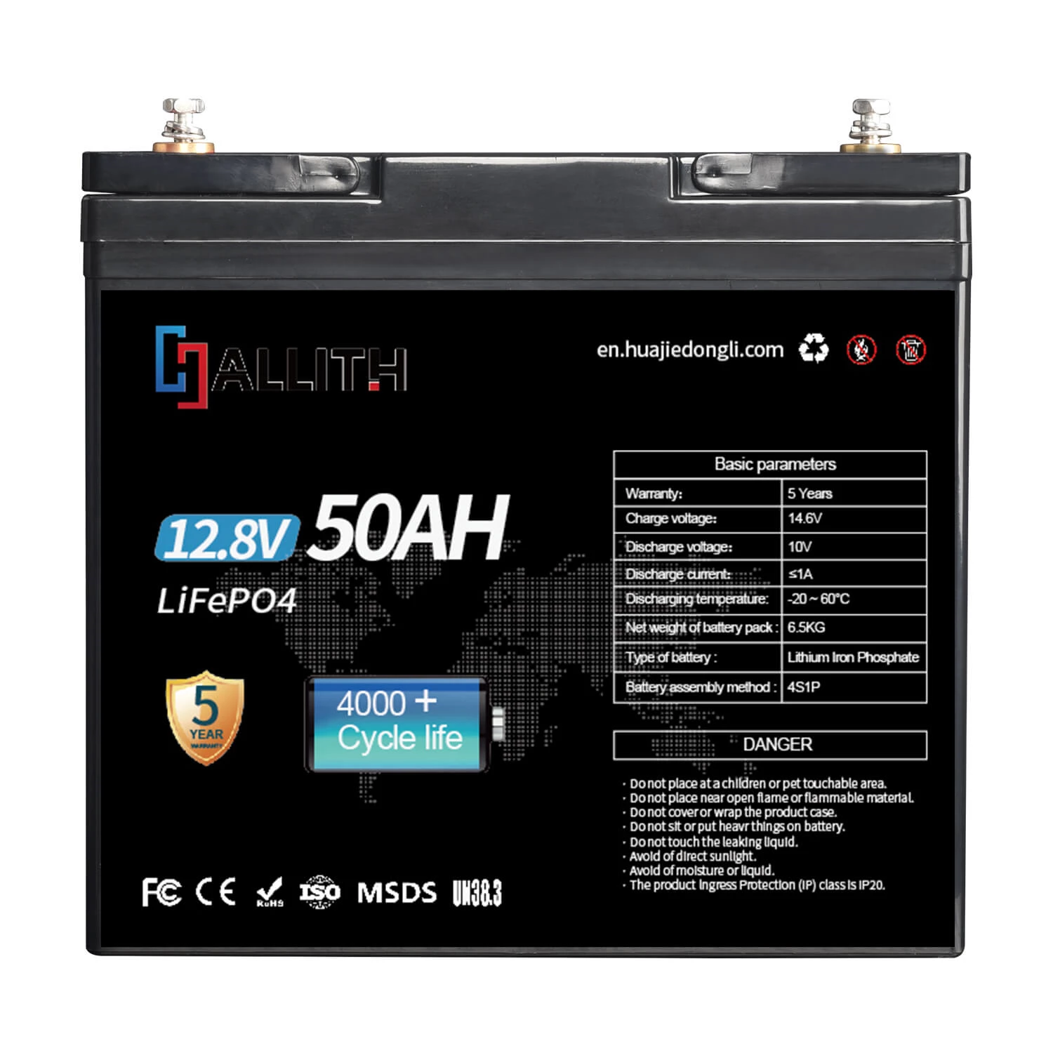 12V 50AH Lifepo4 batteripaket med BMS för solsystem