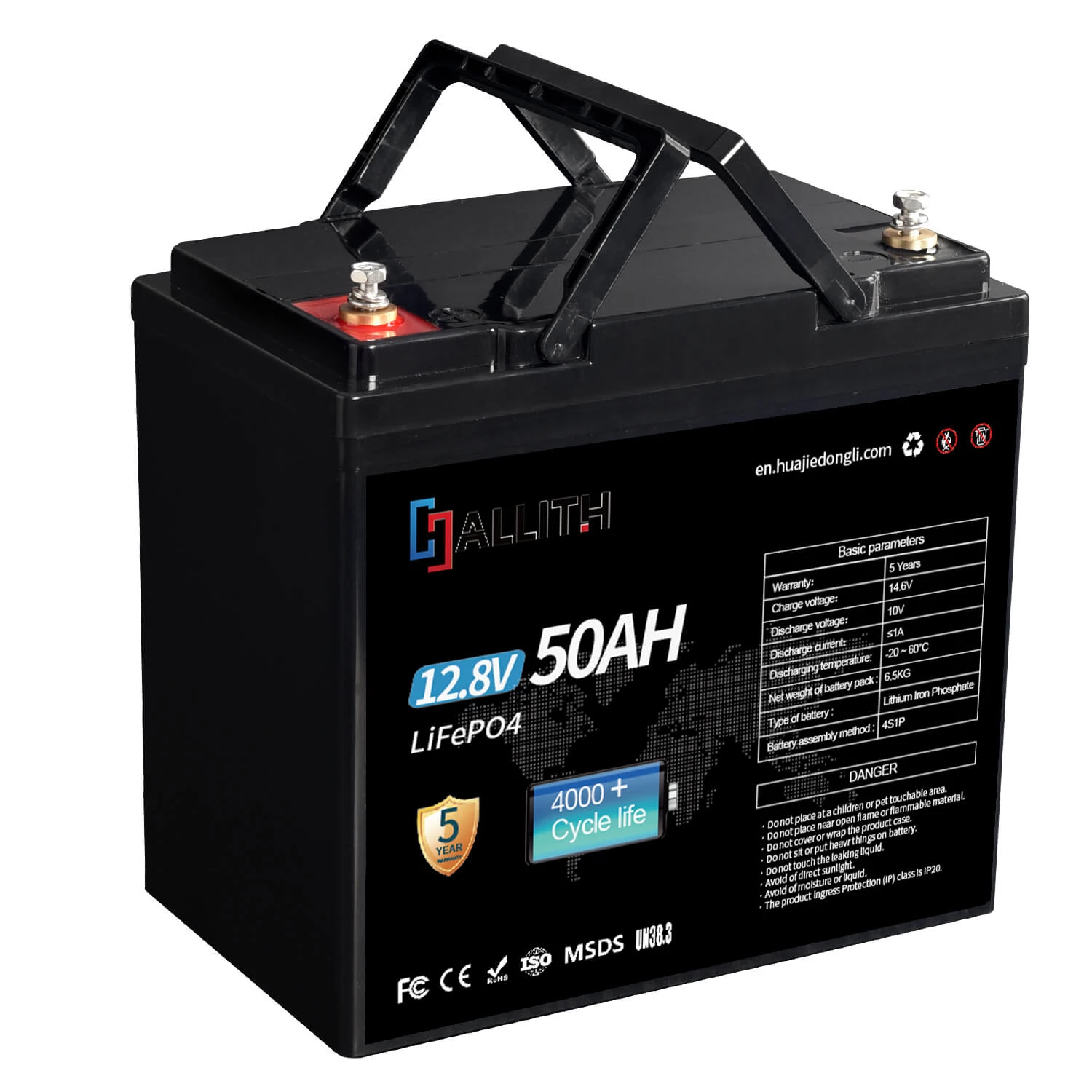 12V 50AH Lifepo4 batteripaket med BMS för solsystem