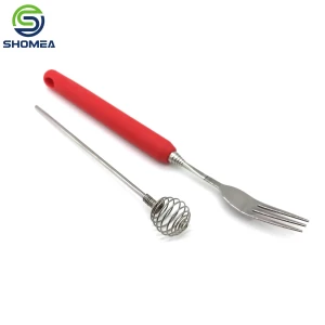 Custom multifunctional stainless steel telescopic tableware with rubber hand