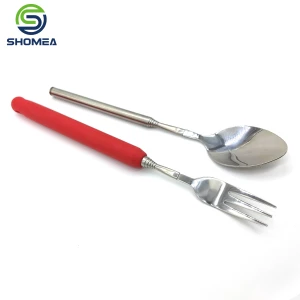 Custom multifunctional stainless steel telescopic tableware with rubber hand