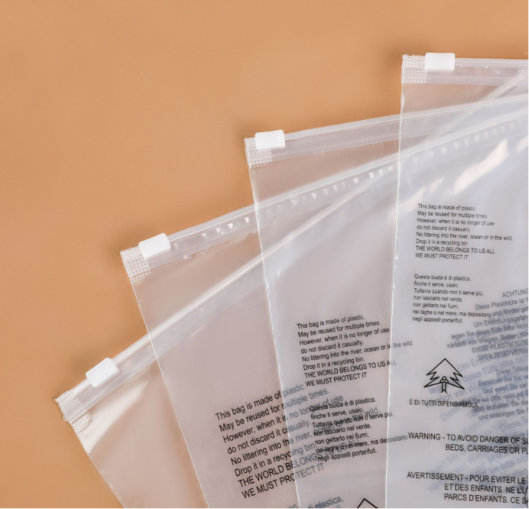 Transparent zip lock plastic bag