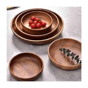 Graceful Solid Wood Food Charger Cake Snacks Rectangle Plate Tray Wooden Plates for Restaurants