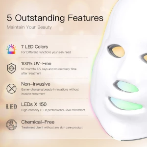 7-1 Colors Cordless Portable and Rechargeable Red Facial Skin Care Mask Gifts for Women