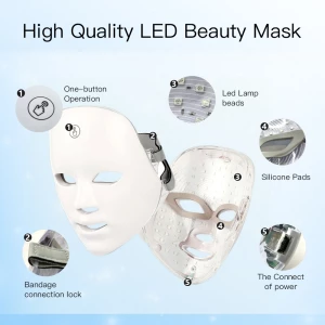 Led Face Mask Light Therapy Skincare tool at home Red Blue Yellow 7 Color Beauty Led Mask