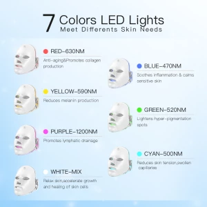 Led Face Mask Light Therapy Skincare tool at home Red Blue Yellow 7 Color Beauty Led Mask