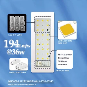 172.2x49.5mm PCB With 8x3 LumiLEDs 5050 LEDs Module For 36W DC48V Street Lighting 20943