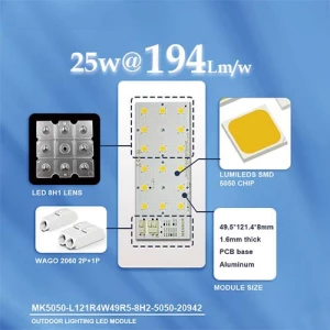 121.4x49.5mm PCB With 8x2 LumiLEDs 5050 LEDs Module For 25W DC48V Street Lighting 20942