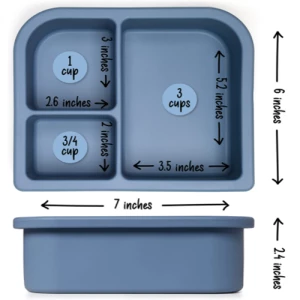 Unbreakable silicone divided bento lunch box for Kids