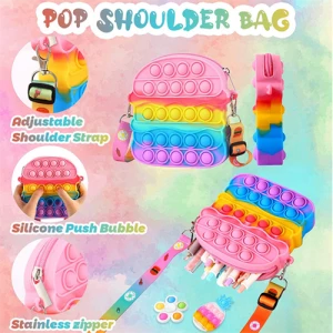 Pop it bag bracelet keychain shoulder bag sensory toys with adjustable strap