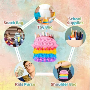 Pop it bag bracelet keychain shoulder bag sensory toys with adjustable strap