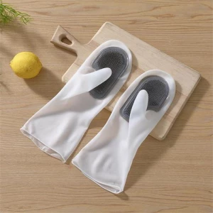 Silicone rubber dish washing kitchen household gloves