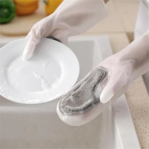 Silicone rubber dish washing kitchen household gloves